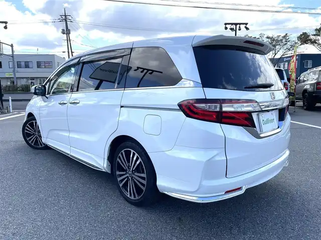 ホンダ オデッセイ アブソルート EX 鳥取県 2013(平25)年 9.1万km ホワイトオーキッドパール 純正ナビ／フルセグ／ＤＶＤＶ／ＣＤ／ＢＴ/バックカメラ/ビルトインＥＴＣ/フリップダウンモニター/（HDMI接続のみ使用可）/衝突軽減ブレーキ/クルーズコントロール/両側パワースライド/ハーフレザーシート/後席オットマンシート/ＬＥＤヘットライト/プッシュエンジンスタート/アイドリングストップ/フロアマット/ドアバイザー