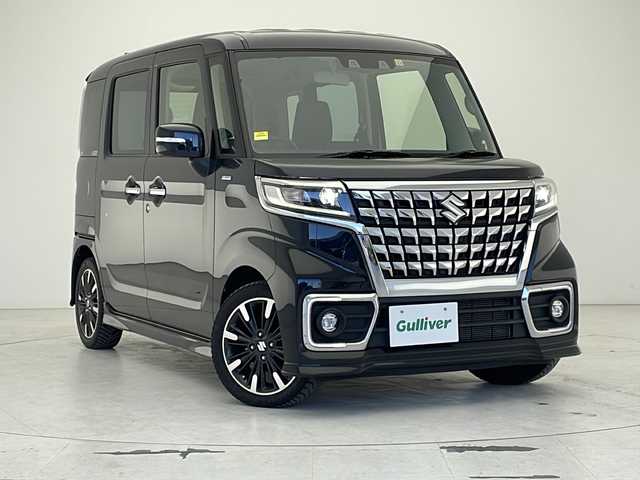 スズキ スペーシア カスタム HYBRID XS ターボ 沖縄県 2022(令4)年 5.8万km ブルーイッシュブラックパール3 両側パワースライドドア　/ベンチシート　/Ｄ席シートヒーター　/ハーフレザーシート　/純正アルミホイール　/ＬＥＤヘッドライト　/オートライト　/スリムサーキュレーター　/クルーズコントロール　/オーディオレス