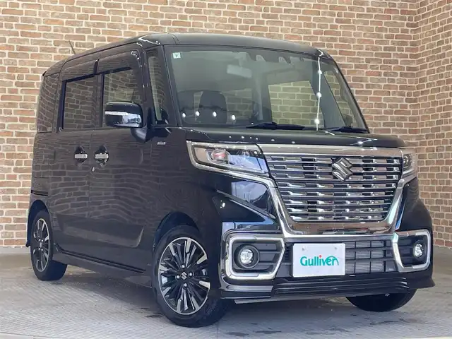 スズキ スペーシア カスタム HYBRID XS 岩手県 2021(令3)年 0.6万km ブルーイッシュブラックパール3 ワンオーナー/４WD/両側パワースライドドア/スズキセーフティサポート/デュアルカメラブレーキサポート/アダプティブクルーズコントロール/ハイビームアシスト/横滑り防止装置/アイドリングストップ/リヤパーキングセンサー/車線逸脱警報/シートヒーター/社外ナビ/フルセグTV/バックカメラ/ETC/ロールサンシェード/シートバックテーブル/LEDヘッドライト/純正15インチアルミホイール