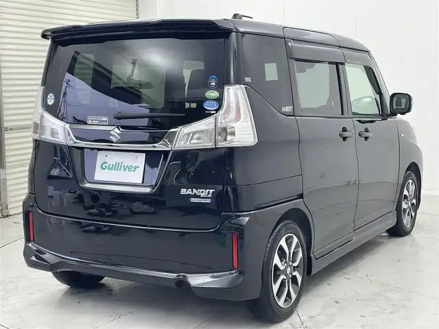 スズキ ソリオ バンディット HV MV Dカメラ ブレーキS 茨城県 2015(平27)年 4.1万km スーパーブラックパール 純正ナビ/・バックカメラ/・フルセグテレビ/・Bluetooth接続/・CDチェンジャー/・AUX（ミュージックプレイヤー接続）/ETC/ドライブレコーダー/両側パワースライドドア/スマートキー/エンジンスタートボタン/シートヒーター/クルーズコントロール/フロントフォグ/純正アルミホイール/LEDヘッドライト/・オートライト/ABS/レーンアシストキープ/横滑り防止装置/盗難防止装置/衝突被害軽減システム