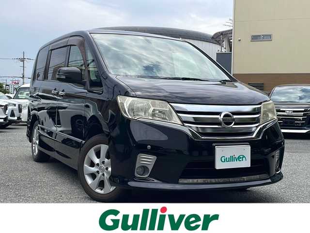 日産 セレナ ハイウェイスター 大阪府 2011(平23)年 7.7万km スーパーブラック ワンオーナー/純正SDナビ/・DVD/CD/FM/AM/Bluetooth/・ワンセグテレビ/ETC/盗難防止装置/ステアリングリモコン/フリップダウンモニター/両側パワースライドドア/コーナーセンサー/LEDヘッドライト/オートライト/オートエアコン/スマートキー×2/プッシュスタート/12V電源/USBジャック/純正16インチアルミホイール/純正フロアマット/電動格納ミラー/ドアバイザー/取扱説明書/ナビ取扱説明書/保証書