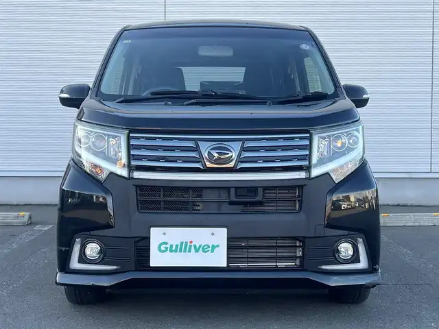 ダイハツ ムーヴ カスタム X ハイパー SA 秋田県 2014(平26)年 9.4万km ブラックマイカメタリック ４WD/スマートアシスト/誤発進抑制機能/LEDヘッドライト/社外メモリナビ（DVD/CD/BT/AM/FM）/フルセグ（走行中視聴可能）/バックカメラ/ダイハツ純正１４インチアルミ（夏タイヤ装着）/スマートキー/アイドリングストップ/プッシュスタート/ステアリングスイッチ/純正フロアマット/純正ドアバイザー/オートライト/オートエアコン/パワーステアリング/パワーウィンドウ/横滑り防止/盗難防止装置/寒冷地仕様/電動格納ウィンカーミラー/保証書/取扱説明書/記録簿/スペアキー×１