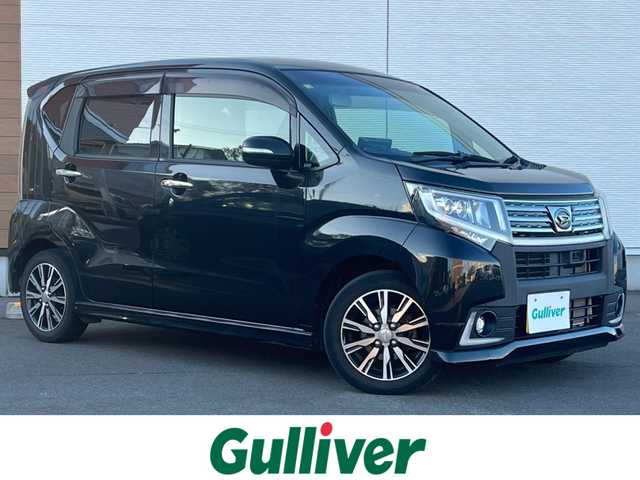 ダイハツ ムーヴ カスタム X ハイパー SA 秋田県 2014(平26)年 9.4万km ブラックマイカメタリック ４WD/スマートアシスト/誤発進抑制機能/LEDヘッドライト/社外メモリナビ（DVD/CD/BT/AM/FM）/フルセグ（走行中視聴可能）/バックカメラ/ダイハツ純正１４インチアルミ（夏タイヤ装着）/スマートキー/アイドリングストップ/プッシュスタート/ステアリングスイッチ/純正フロアマット/純正ドアバイザー/オートライト/オートエアコン/パワーステアリング/パワーウィンドウ/横滑り防止/盗難防止装置/寒冷地仕様/電動格納ウィンカーミラー/保証書/取扱説明書/記録簿/スペアキー×１