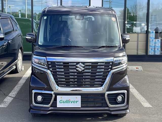 スズキ スペーシア カスタム HYBRID XS 道東・釧路十勝 2020(令2)年 3.2万km アーバンブラウンパールメタリック ・４WD/・寒冷地仕様/・社外メモリナビ/（CD・DVD・FM・AM・SD・BT・USB)/・フルセグ（走行中視聴可能）/・バックカメラ/・全方位モニター/・アイドリングストップ/・ウィンカーミラー/・ドアバイザー/・プッシュスタート/・両側パワースライドドア/・パーキングアシスト/・ベンチシート/・純正フロアマット/・横滑り防止装置/・レーンキープアシスト/・盗難防止装置/・オートライト/・オートマチックハイビーム/・衝突軽減ブレーキ/・フォグランプ/・ヘッドアップディスプレイ/・ステアリングスイッチ/・革巻きステアリング/・PWRスイッチ/・イルミネーションコントロール/・天井サーキュレーター/・ロールサンシェード/・電動格納ミラー/・バニティミラー