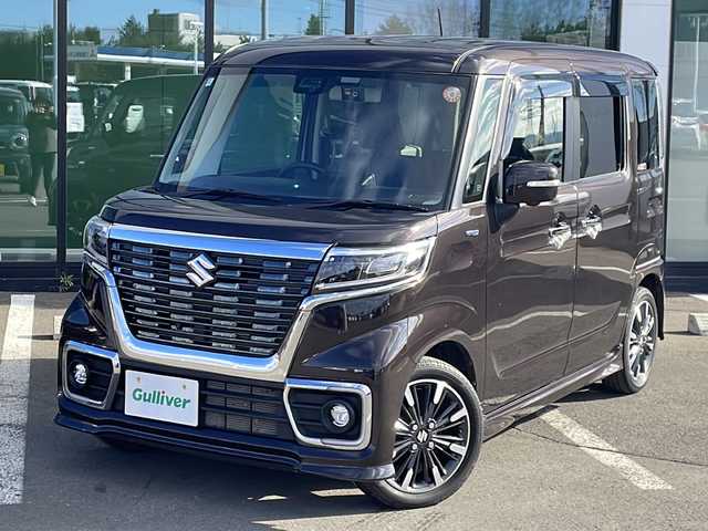 スズキ スペーシア カスタム HYBRID XS 道東・釧路十勝 2020(令2)年 3.2万km アーバンブラウンパールメタリック ・４WD/・寒冷地仕様/・社外メモリナビ/（CD・DVD・FM・AM・SD・BT・USB)/・フルセグ（走行中視聴可能）/・バックカメラ/・全方位モニター/・アイドリングストップ/・ウィンカーミラー/・ドアバイザー/・プッシュスタート/・両側パワースライドドア/・パーキングアシスト/・ベンチシート/・純正フロアマット/・横滑り防止装置/・レーンキープアシスト/・盗難防止装置/・オートライト/・オートマチックハイビーム/・衝突軽減ブレーキ/・フォグランプ/・ヘッドアップディスプレイ/・ステアリングスイッチ/・革巻きステアリング/・PWRスイッチ/・イルミネーションコントロール/・天井サーキュレーター/・ロールサンシェード/・電動格納ミラー/・バニティミラー