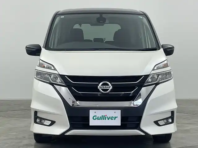 日産 セレナ ハイウェイスター 群馬県 2017(平29)年 7.4万km ブリリアントホワイトパール 2トーン 純正９型ナビ　純正１１型後席モニター　バックカメラ　衝突被害軽減ブレーキ　車線逸脱警報　両側パワースライドドア　クルーズコントロール　オートライト　純正アルミホイール１６インチ　ＥＴＣ　禁煙車