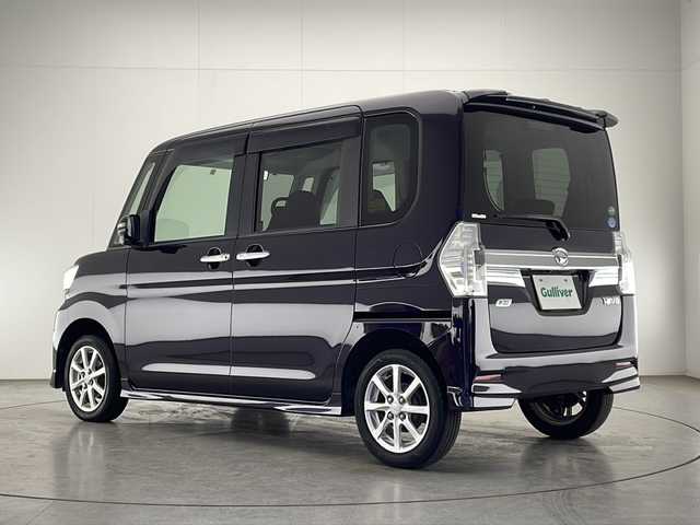 ダイハツ タント カスタム X SA 宮崎県 2014(平26)年 7.2万km ナイトシャドーパープルクリスタルM 禁煙車/衝突被害軽減ブレーキ/社外ナビTV/（AVN-Z03iW/Bluetooth/FMAM/フルセグTV)/社外バックカメラ/純正キセノンオートライト/純正フォグ/純正14インチアルミ/純正エアロ/純正ルーフエンドスポイラー/純正セキュリティアラーム/純正フロアマット/左側電動スライドドア/エコアイドル/オートエアコン/ウインカードアミラー/電動格納ミラー/スマートキー/プッシュエンジンスタート/新車時保証書/取扱い説明書