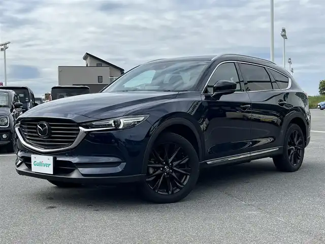 マツダ ＣＸ－８ XD ブラックトーンエディション 奈良県 2021(令3)年 3.5万km ディープクリスタルブルーマイカ 純正10インチナビ/(フルセグ/BT）/レーダークルーズコントロール/全方位モニター/ブラインドスポットモニター/前後コーナーセンサー/衝突軽減システム/レーンキープアシスト/パワーバックドア/ハーフレザーシート/運転席メモリーシート/前席パワーシート/全席シートヒーター/ステアリングヒーター/ワイヤレス充電/後席サンシェード/デジタルインナーミラー/ETC/純正19インチAW/取り扱い説明書/スペアキーX1