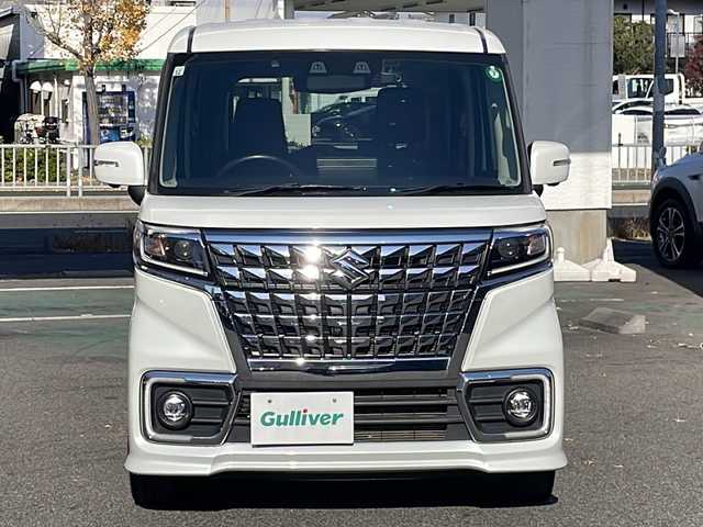 スズキ スペーシア カスタム HYBRID XS 愛知県 2021(令3)年 4.5万km ピュアホワイトP /禁煙車//メーカーナビ//AUDIO（AM・FM・DVD・CD・BlueTooth・ApplecarPiay）//フルセグテレビ//全方位カメラ・バックカメラ//クルーズコントール（追従機能有）//前方ドライブレコーダー（HDR１０３)//両側パワースライドドア//バックセンサー//ETC//LEDオートライト//車間距離制御システム//ヘッドアップディスプレイ//プリクラッシュ//レーンキープアシスト//シートヒーター（運転席）//オートリトラクトウィンカーミラー//コーナーセンサー//車線逸脱警報//リアサンシェード//運転切替スイッチ（Powerモー//スペアキー//ISOFIX//純正15インチAW//プリクラッシュ//トランクスポイラー//本革巻きステアリング//純正マット//純正ドアバイザー//横滑り防止//衝突安全ボディー//盗難防止システム//取扱説明書//記録簿//保証書//プライバシーガラス//UVカットガラス