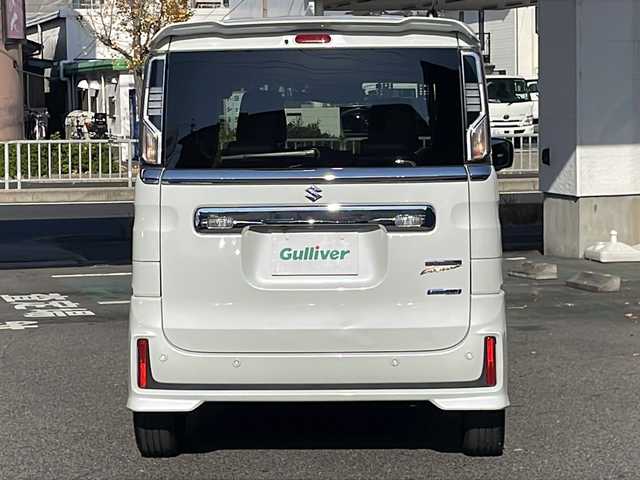 スズキ スペーシア カスタム HYBRID XS 愛知県 2021(令3)年 4.5万km ピュアホワイトP /禁煙車//メーカーナビ//AUDIO（AM・FM・DVD・CD・BlueTooth・ApplecarPiay）//フルセグテレビ//全方位カメラ・バックカメラ//クルーズコントール（追従機能有）//前方ドライブレコーダー（HDR１０３)//両側パワースライドドア//バックセンサー//ETC//LEDオートライト//車間距離制御システム//ヘッドアップディスプレイ//プリクラッシュ//レーンキープアシスト//シートヒーター（運転席）//オートリトラクトウィンカーミラー//コーナーセンサー//車線逸脱警報//リアサンシェード//運転切替スイッチ（Powerモー//スペアキー//ISOFIX//純正15インチAW//プリクラッシュ//トランクスポイラー//本革巻きステアリング//純正マット//純正ドアバイザー//横滑り防止//衝突安全ボディー//盗難防止システム//取扱説明書//記録簿//保証書//プライバシーガラス//UVカットガラス