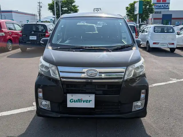 ダイハツ ムーヴ カスタム X LTD SA 福井県 2013(平25)年 8.4万km ブラックマイカメタリック 純正AW付きサマータイヤ積込/バックカメラ/LEDヘッドライト/Fフォグ/社外シートカバー/衝突被害軽減システム/純正メモリナビ（CD/USB/AUX/iPod）/ワンセグテレビ/ETC/アイドリングストップ/横滑り防止装置/盗難防止装置/ダブルエアバッグ/純正フロアマット/スマートキー