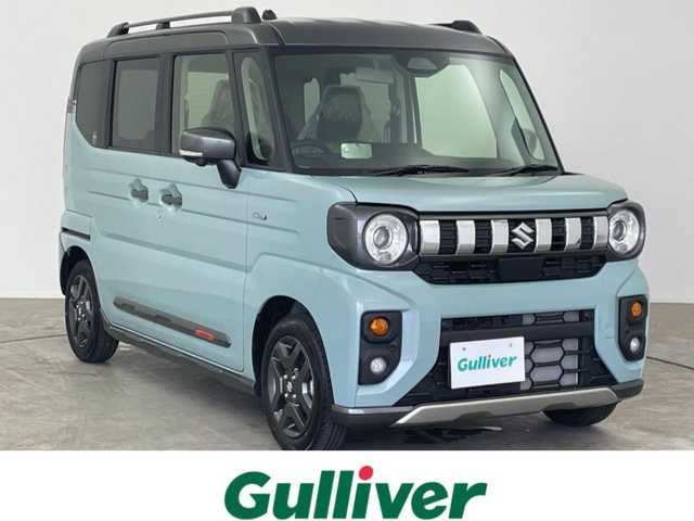 スズキ スペーシア ギア HYBRID XZターボ 大分県 2024(令6)年 0.1万km未満 オフブルーメタリック/ガンメタリック2トーンルーフ 純正メモリナビ/全方位モニター/TV/Bluetooth/レーダークルーズ/レーンキープ/電動パーキングブレーキ/シートヒーター/ステアリングヒーター/両側パワースライドドア/リアサーキュレーター/パドルシフト/ルーフレール/LEDヘッドライト/HUD/プッシュスタート