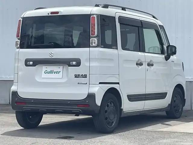 スズキ スペーシア ギア HYBRID XZターボ 愛媛県 2020(令2)年 4.1万km ピュアホワイトP 両側電動スライドドア/社外メモリナビ/CD/DVD/BT/MSV/iPod/フルセグTV/ビルトインETC/シートヒーターD＋N席/スズキセーフティサポート/衝突被害軽減ブレーキ/レーンキープアシストシステム/クルーズコントロール/パドルシフト/LEDヘッドライト/オートライト/フォグランプ/アイドリングストップ/プッシュスタート/スマートキー