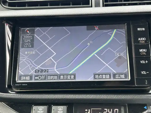 トヨタ アクア G G’s 奈良県 2014(平26)年 7.3万km ライムホワイトパールクリスタルシャイン 純正ナビ　/フルセグＴＶ　/バックカメラ　/シートヒーター　/ハーフレザーシート　/ＥＴＣ　/スマートキー　/純正１７インチアルミホイール　/プッシュスタート　/ＡＡＣ　/ステアリングスイッチ　/Ｂｌｕｅｔｏｏｔｈ/CD/DVD/SD