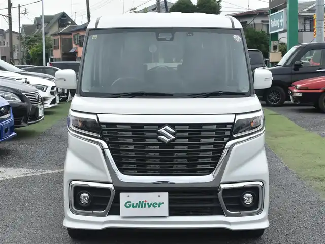 スズキ スペーシア カスタム HYBRID XS ターボ 神奈川県 2018(平30)年 3.7万km ピュアホワイトP ワンオーナー/ターボ/両側パワースライドドア/7型SDナビ （パナソニック）/フルセグTV/CD/DVD /Bluetoothオーディオ/SD/バックカメラ/ハーフレザーシート/運転席シートヒーター/ドラレコ前/ビルトインETC/衝突被害軽減ブレーキ/クルーズコントロール/レーンアシスト/LEDオートヘッドライト/フォグライト/サーキュレーター/スマートキー 2個/ステアリングリモコン/パドルシフト/ヘッドアップディスプレイ/保証書/取説 ナビ取説
