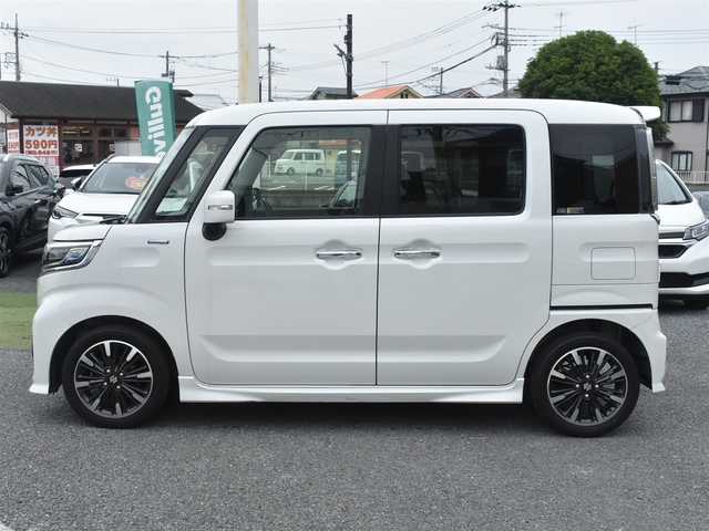 スズキ スペーシア カスタム HYBRID XS ターボ 神奈川県 2018(平30)年 3.7万km ピュアホワイトP ワンオーナー/ターボ/両側パワースライドドア/7型SDナビ （パナソニック）/フルセグTV/CD/DVD /Bluetoothオーディオ/SD/バックカメラ/ハーフレザーシート/運転席シートヒーター/ドラレコ前/ビルトインETC/衝突被害軽減ブレーキ/クルーズコントロール/レーンアシスト/LEDオートヘッドライト/フォグライト/サーキュレーター/スマートキー 2個/ステアリングリモコン/パドルシフト/ヘッドアップディスプレイ/保証書/取説 ナビ取説