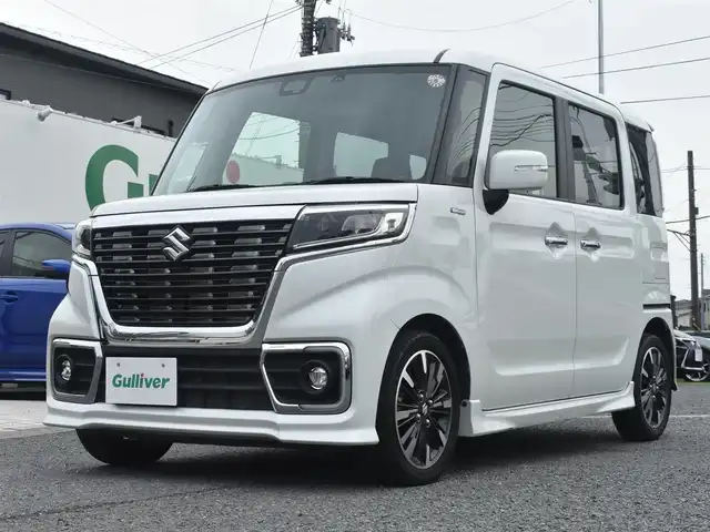 スズキ スペーシア カスタム HYBRID XS ターボ 神奈川県 2018(平30)年 3.7万km ピュアホワイトP ワンオーナー/ターボ/両側パワースライドドア/7型SDナビ （パナソニック）/フルセグTV/CD/DVD /Bluetoothオーディオ/SD/バックカメラ/ハーフレザーシート/運転席シートヒーター/ドラレコ前/ビルトインETC/衝突被害軽減ブレーキ/クルーズコントロール/レーンアシスト/LEDオートヘッドライト/フォグライト/サーキュレーター/スマートキー 2個/ステアリングリモコン/パドルシフト/ヘッドアップディスプレイ/保証書/取説 ナビ取説