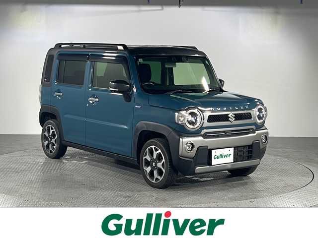 スズキ ハスラー Jスタイル 沖縄県 2021(令3)年 3.7万km デニムブルー ガンメタリック 2トーン 禁煙車/セーフティサポート/8インチナビ（CD/DVD/Bluetooth）/全方位カメラ/純正ホイール/純正マット/ルーフレール/フォグランプ/オートライト/LEDヘッドライト