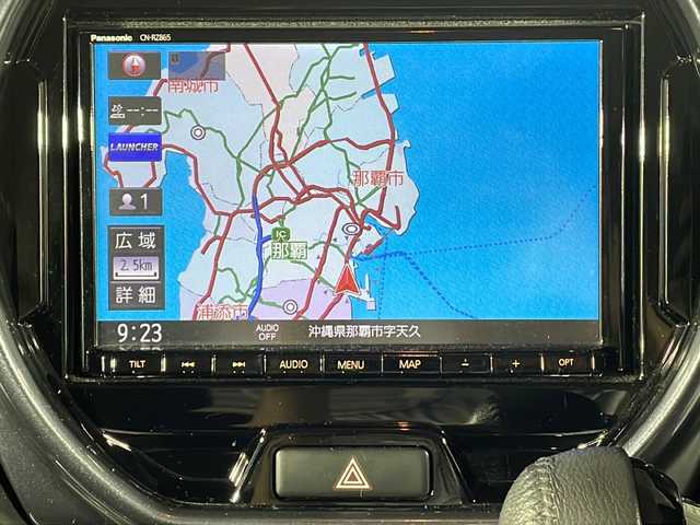 スズキ ハスラー Jスタイル 沖縄県 2021(令3)年 3.7万km デニムブルー ガンメタリック 2トーン 禁煙車/セーフティサポート/8インチナビ（CD/DVD/Bluetooth）/全方位カメラ/純正ホイール/純正マット/ルーフレール/フォグランプ/オートライト/LEDヘッドライト