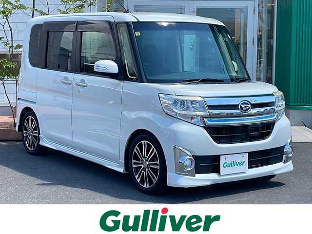 ダイハツ タント カスタム RS トップED SA 青森県 2014(平26)年 9.2万km パールホワイトⅢ 4WD/ワンオーナー/社外メモリナビ・フルセグTV/CD・DVD・Bluetooth・SD/バックカメラ/両側パワースライドドア/合皮コンビシート/スマートアシスト/衝突軽減ブレーキ/横滑り防止機能/エコアイドル/社外エンジンスターター/ETC/LEDヘッドライト/フォグランプ/純正15インチアルミ/TEINダウンサス（純正あり）/スマートキー/プッシュスタート