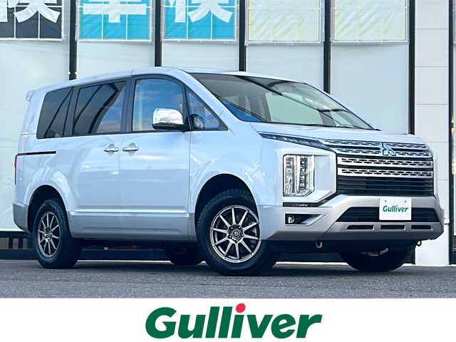 三菱 デリカＤ：５ P 山形県 2023(令5)年 2.1万km ホワイトダイヤモンド 禁煙車/4WD/衝突被害軽減ブレーキ/横滑り防止装置/オートマチックハイビーム/レーンキープアシスト/ブラインドスポットモニター/クルーズコントロール/全方位カメラ/前後ドライブレコーダー/ALPINEナビ/（フルセグ/Bluetooth/DVD/Apple CarPlay)/テレビキャンセラー/ALPINEフリップダウンモニター/アイドリングストップ/両側パワースライドドア/電動サイドステップ/パワーバックドア/レザー調シート/D席パワーシート/前席シートヒーター/純正フロアマット/ステアリングスイッチ/ステアリングヒーター/パドルシフト/ETC/スマートキー×２/社外AW/LEDヘッドライト/フォグランプ