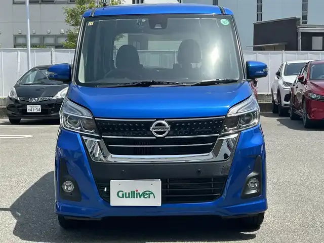日産 デイズ ルークス ハイウェイスター Gターボ 福岡県 2018(平30)年 7.6万km オーシャンブルーP 純正ナビ（フルセグTV・Bluetooth・FM・AM・CD）/ETC/アラウンドビューモニター/クルーズコントロール/両側パワースライドドア/後席サンシェード/前方ドライブレコーダー/コーナーセンサー/アイドリングストップ/オートハイビーム/横滑り防止装置/レーンキープアシスト/衝突被害軽減システム/純正アルミホイール/パワーウィンドウ/純正フロアマット/プッシュスタート/スマートキー