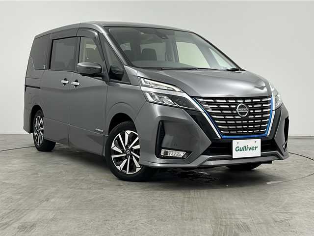 日産 セレナ e－パワー ハイウェイスター V 三重県 2022(令4)年 4.4万km ダークメタルグレー 禁煙車　/１１インチＢｉｇＸナビ　/社外フリップダウンモニター　/アラウンドビューモニター　/ハンズフリー機能付き両側パワースライドドア　/エマージェンシーブレーキ　/レーンキープアシスト　/LDW/プロパイロット　/レーダークルーズコントロール/ＬＥＤ/WAC/DN席シートヒーター/ステアリングヒーター/電子サイドブレーキ/ブレーキオートホールド/革巻きステアリング/ステアリングスイッチ/ETC/インテリジェントスマートルームミラー/社外前後ドライブレコーダー/
