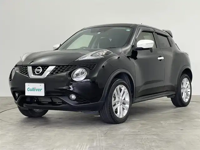 日産 ジューク 15RX Vセレ パーソナライゼーション 群馬県 2019(平31)年 4.2万km スーパーブラック エマージェンシーブレーキサポート　社外７インチナビ　ＬＥＤライト　シートヒーター　純正１７インチアルミホイール　アイドリングストップ　スマートキー　横滑り防止装置　盗難防止装置　オートエアコン　禁煙車