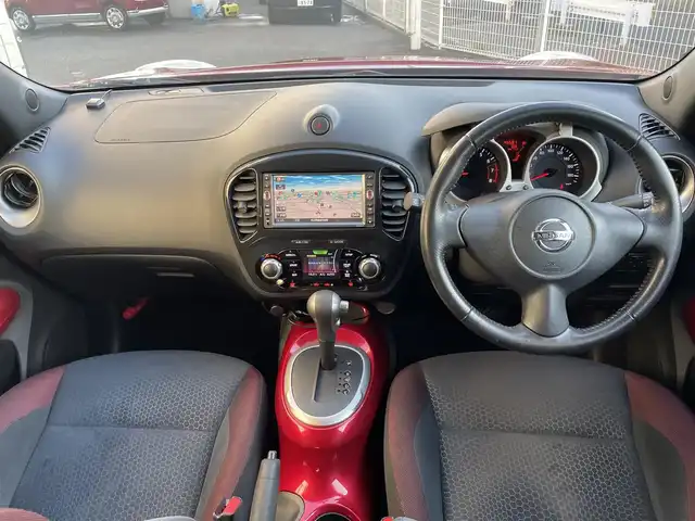 日産 ジューク 15RX 埼玉県 2011(平23)年 4.6万km ラディアントレッド ワンオーナー/純正SDナビ/　DTV/CD/DVD/BT/FM/AM/社外ドライブレコーダー/バックカメラ/ビルトインETC/スマートキー/スペアキー×1/純正フロアマット/オートライト/プッシュスタート