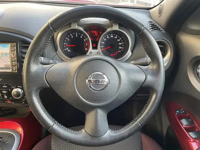 日産 ジューク 15RX 埼玉県 2011(平23)年 4.6万km ラディアントレッド ワンオーナー/純正SDナビ/　DTV/CD/DVD/BT/FM/AM/社外ドライブレコーダー/バックカメラ/ビルトインETC/スマートキー/スペアキー×1/純正フロアマット/オートライト/プッシュスタート