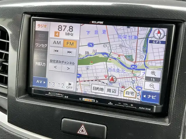 スズキ ワゴンＲ スティングレー X 道東・釧路十勝 2014(平26)年 7.9万km クリスタルホワイトP 社外SDナビ（CD/ワンセグ）/前席シートヒーター/アイドリングストップ/オートライト/レーダーブレーキサポート/社外Egスターター/HIDヘッドライト/社外AW付ノーマルタイヤ積込