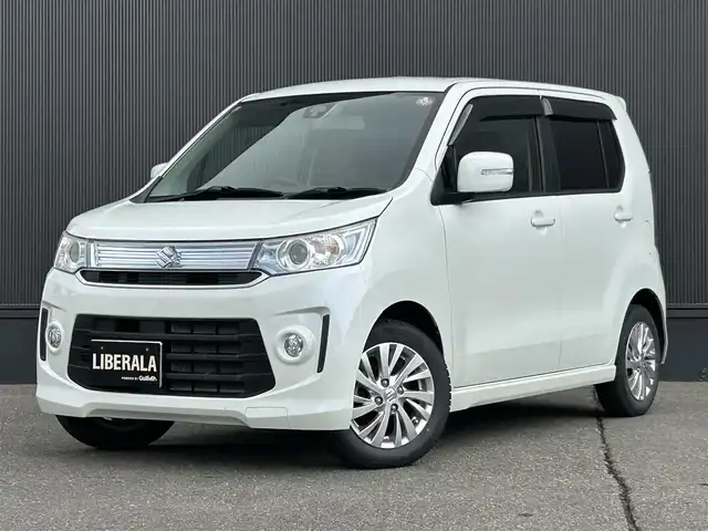 スズキ ワゴンＲ スティングレー X 道東・釧路十勝 2014(平26)年 7.9万km クリスタルホワイトP 社外SDナビ（CD/ワンセグ）/前席シートヒーター/アイドリングストップ/オートライト/レーダーブレーキサポート/社外Egスターター/HIDヘッドライト/社外AW付ノーマルタイヤ積込