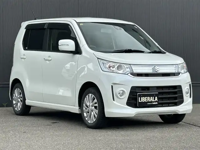 スズキ ワゴンＲ スティングレー X 道東・釧路十勝 2014(平26)年 7.9万km クリスタルホワイトP 社外SDナビ（CD/ワンセグ）/前席シートヒーター/アイドリングストップ/オートライト/レーダーブレーキサポート/社外Egスターター/HIDヘッドライト/社外AW付ノーマルタイヤ積込