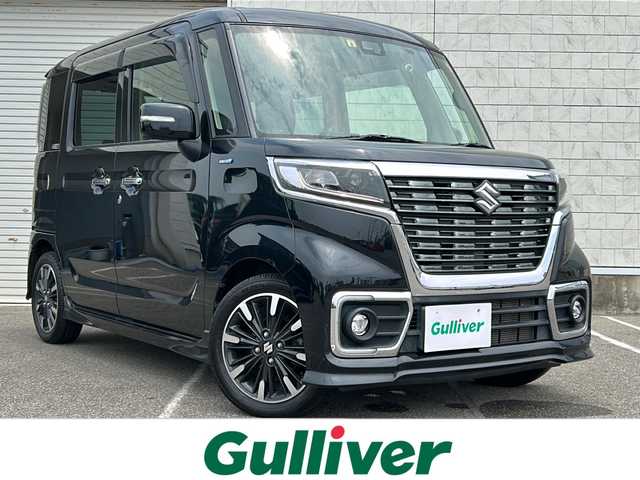スズキ スペーシア カスタム HYBRID XS 新潟県 2018(平30)年 4万km ブルーイッシュブラックパール3 社外ナビ【フルセグTV/FM・AM/BT】/アイドリングストップ/衝突軽減/両側パワースライド/コーナーセンサー/横滑り防止装置/ドライブレコーダー/ハーフレザーシート/シートヒーター/純正アルミホイール/オートライト/LEDヘッドライト/スマートキー/プッシュスタート