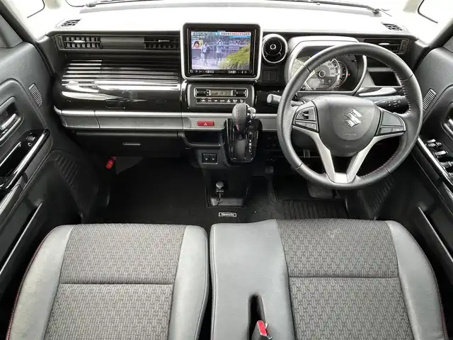 スズキ スペーシア カスタム HYBRID XS 新潟県 2018(平30)年 4万km ブルーイッシュブラックパール3 社外ナビ【フルセグTV/FM・AM/BT】/アイドリングストップ/衝突軽減/両側パワースライド/コーナーセンサー/横滑り防止装置/ドライブレコーダー/ハーフレザーシート/シートヒーター/純正アルミホイール/オートライト/LEDヘッドライト/スマートキー/プッシュスタート