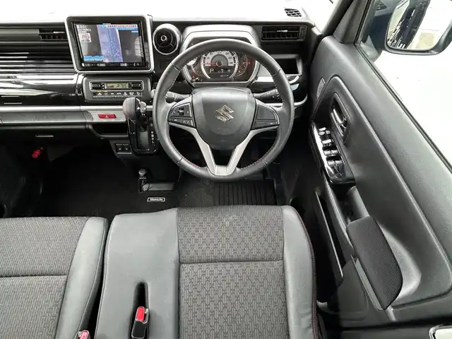スズキ スペーシア カスタム HYBRID XS 新潟県 2018(平30)年 4万km ブルーイッシュブラックパール3 社外ナビ【フルセグTV/FM・AM/BT】/アイドリングストップ/衝突軽減/両側パワースライド/コーナーセンサー/横滑り防止装置/ドライブレコーダー/ハーフレザーシート/シートヒーター/純正アルミホイール/オートライト/LEDヘッドライト/スマートキー/プッシュスタート
