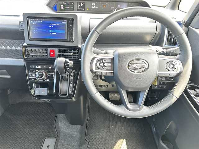 ダイハツ タント カスタム RS スタイルセレクション 大阪府 2022(令4)年 3.6万km ブラックマイカメタリック/シャイニングホワイトパール 純正９インチナビ　/ビルトインＥＴＣ　/両側パワースライドドア　/バックカメラ　/ベンチシート　/クルーズコントロール　/ハーフレザーシート　/ターボ車　/LEDヘッドライト/シートヒーター/純正15インチアルミホイール/純正フロアマット