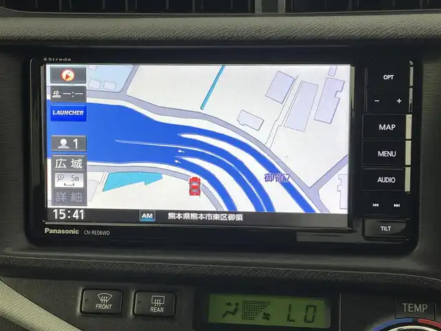 トヨタ アクア S 熊本県 2014(平26)年 8.3万km ブラックマイカ ストラーダナビCN-RE06WD（ＣＤ・ＤＶＤ・フルセグ・ＢＴ・ＳＤ・ｉｐｏｄ）/バックカメラ　/社外前方ドライブレコーダー　/ＥＴＣ　/前席シートヒーター　/横滑り防止　/オートライト　/LEDヘッドライト/フォグランプ　/純正フロアマット/スマートキー/プッシュスタート/スペアキー1本