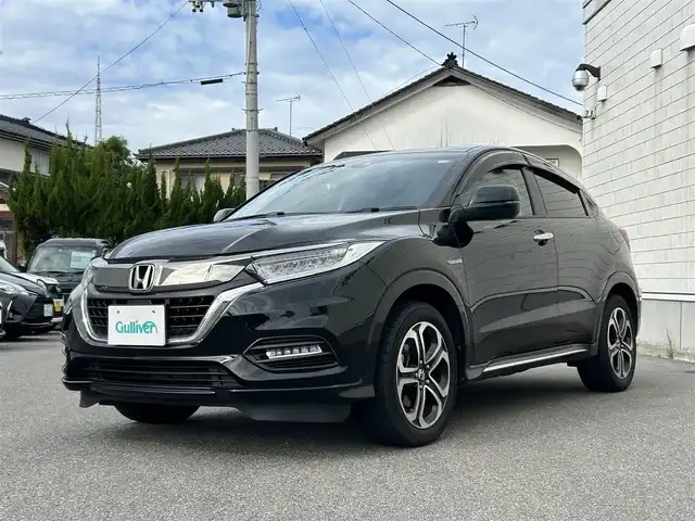 ホンダ ヴェゼル ハイブリッド Z ホンダセンシング 山形県 2019(令1)年 3.6万km クリスタルブラックパール 4WD/ホンダセンシング/レーダークルーズコントロール/衝突被害軽減ブレーキ/純正メモリナビ/BT/USB/HDMI/DVD/コンフォートビューパッケージ/　・ヒーテッドドアミラー/　・フロントワイパーデアイサー/LEDヘッドライト/LEDフォグライト/ハーフレザーシート/シートヒーター