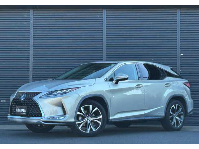 レクサス ＲＸ 450h バージョンL 茨城県 2019(令1)年 5.7万km アイスエクリュマイカメタリック 後期型 /ム-ンル-フ /HUD /360°C /茶革 /全席シートヒーター /ベンチレーション /M付パワーシート /パワーテールゲート /レクサスSFT /ACC /LKA /BSM /ナビ /12セグ /BT/USB/DVD/CD/三眼LED /オートハイビーム /ETC2.0 /前後ドラレコ /禁煙車