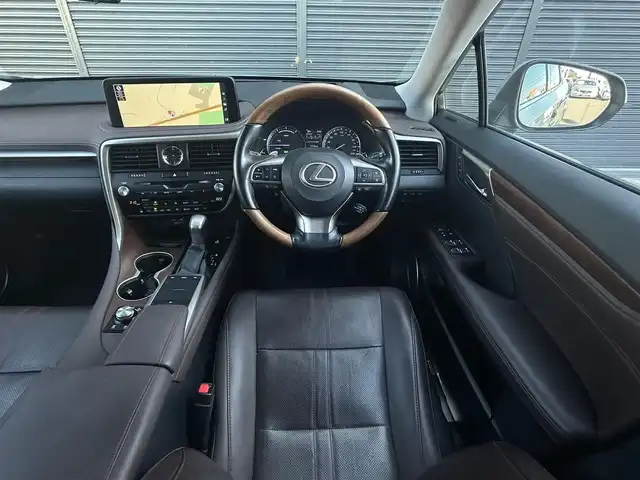 レクサス ＲＸ 450h バージョンL 茨城県 2019(令1)年 5.7万km アイスエクリュマイカメタリック 後期型 /ム-ンル-フ /HUD /360°C /茶革 /全席シートヒーター /ベンチレーション /M付パワーシート /パワーテールゲート /レクサスSFT /ACC /LKA /BSM /ナビ /12セグ /BT/USB/DVD/CD/三眼LED /オートハイビーム /ETC2.0 /前後ドラレコ /禁煙車