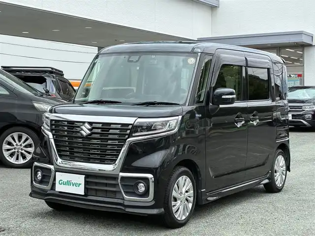 スズキ スペーシア カスタム HYBRID GS 熊本県 2018(平30)年 3.2万km ブルーイッシュブラックパール3 社外メモリナビ(NR-MZ077)/【フルセグTV/SD/CD/DVD/Bluetooth】/片側パワースライドドア/衝突被害軽減システム/レーンキープアシスト/シートヒーター(D席)/オートLEDライト/オートマチックハイビーム/ETC/ドライブレコーダー(CSD-570FH)/アイドリングストップ/横滑り防止装置/盗難防止装置/プッシュスタート/スマートキー/スペアキー/ベンチシート/取扱説明書/保証書