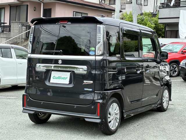スズキ スペーシア カスタム HYBRID GS 熊本県 2018(平30)年 3.2万km ブルーイッシュブラックパール3 社外メモリナビ(NR-MZ077)/【フルセグTV/SD/CD/DVD/Bluetooth】/片側パワースライドドア/衝突被害軽減システム/レーンキープアシスト/シートヒーター(D席)/オートLEDライト/オートマチックハイビーム/ETC/ドライブレコーダー(CSD-570FH)/アイドリングストップ/横滑り防止装置/盗難防止装置/プッシュスタート/スマートキー/スペアキー/ベンチシート/取扱説明書/保証書