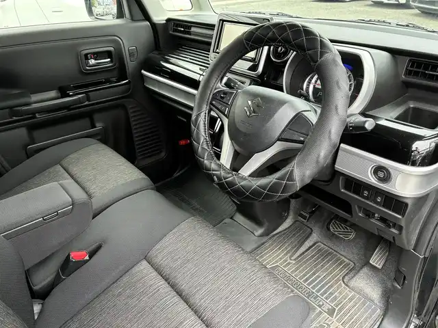 スズキ スペーシア カスタム HYBRID GS 熊本県 2018(平30)年 3.2万km ブルーイッシュブラックパール3 社外メモリナビ(NR-MZ077)/【フルセグTV/SD/CD/DVD/Bluetooth】/片側パワースライドドア/衝突被害軽減システム/レーンキープアシスト/シートヒーター(D席)/オートLEDライト/オートマチックハイビーム/ETC/ドライブレコーダー(CSD-570FH)/アイドリングストップ/横滑り防止装置/盗難防止装置/プッシュスタート/スマートキー/スペアキー/ベンチシート/取扱説明書/保証書