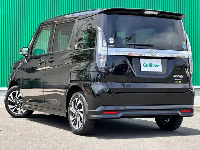 スズキ ソリオ バンディット HV MV 宮城県 2021(令3)年 3万km スーパーブラックパール パワースライドドア（運転席側）/＝＝＝/セーフティサポート/・デュアルカメラブレーキサポート/・車線逸脱警報機能/・誤発進抑制機能/・ふらつき警報機能/・先行車発進お知らせ機能/・ハイビームアシスト/・全車速追従機能付アダプティブクルーズコントロール/・標識認識機能/・後退時ブレーキサポート/・後方誤発進抑制機能/・リアパーキングセンサー/ヘッドアップディスプレイ/純正8型SDナビゲーション【CN-RZ865】/AM FM フルセグ Bluetooth CD DVD SD/バックカメラ/ビルトインETC/前席シートヒーター/両側パワースライドドア/革巻きステアリング/ステアリングスイッチ/LEDヘッドライト/オートライト/スマートキー/プッシュスタート/スペアキー1本/アイドリングストップ/横滑り防止機能/純正15インチAW/純正フロアマット/W/サイド/カーテンエアバッグ