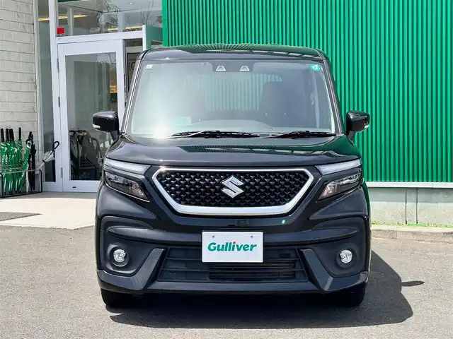 スズキ ソリオ バンディット HV MV 宮城県 2021(令3)年 3万km スーパーブラックパール パワースライドドア（運転席側）/＝＝＝/セーフティサポート/・デュアルカメラブレーキサポート/・車線逸脱警報機能/・誤発進抑制機能/・ふらつき警報機能/・先行車発進お知らせ機能/・ハイビームアシスト/・全車速追従機能付アダプティブクルーズコントロール/・標識認識機能/・後退時ブレーキサポート/・後方誤発進抑制機能/・リアパーキングセンサー/ヘッドアップディスプレイ/純正8型SDナビゲーション【CN-RZ865】/AM FM フルセグ Bluetooth CD DVD SD/バックカメラ/ビルトインETC/前席シートヒーター/両側パワースライドドア/革巻きステアリング/ステアリングスイッチ/LEDヘッドライト/オートライト/スマートキー/プッシュスタート/スペアキー1本/アイドリングストップ/横滑り防止機能/純正15インチAW/純正フロアマット/W/サイド/カーテンエアバッグ