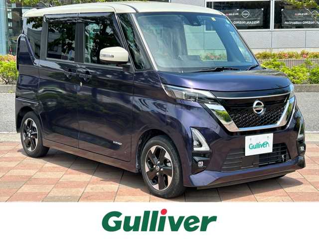 日産 ルークス HWS X プロパイロットED 福島県 2022(令4)年 1万km アメジストパープル 純正ナビ/（FM/AM/SD/USB/BT/CD/DVD）/フルセグTV/純正フロアマット/バックカメラ/アラウンドビューモニター/衝突軽減ブレーキ/クルーズコントロール/プロパイロット/ハンズフリーパワースライドドア/横滑り防止機能/アイドリングストップ/ビルトインETC/両側パワースライドドア/シガーソケット/プッシュスタート/オートビーム/電格ミラー/フォグランプ/LEDライト