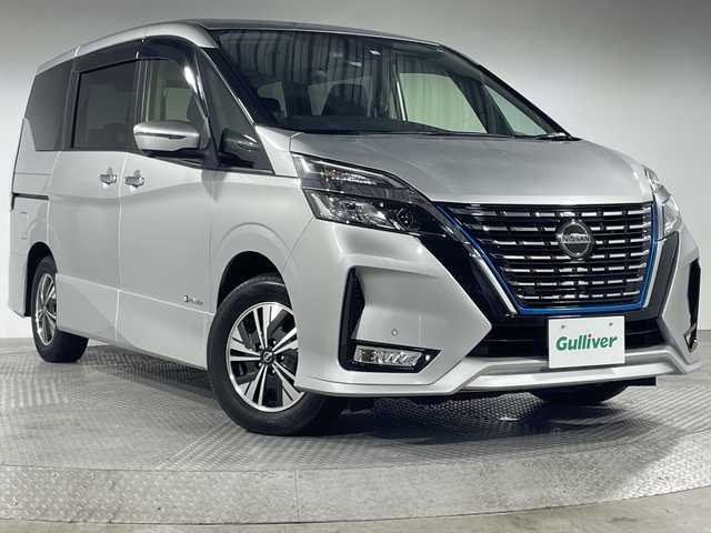 日産 セレナ e－パワー ハイウェイスター V 神奈川県 2020(令2)年 2.1万km ブリリアントシルバー プロパイロット/・プロパイロット/・衝突回避ステアリングアシスト/・インテリジェント エマージェンシーブレーキ/・インテリジェント FCW/・インテリジェント LI＋LDW（車線逸脱警報）/・インテリジェント BSI＋BSW/純正10インチナビ/・BT/フルセグTV/CD/DVD/SD/Bd/AM/FM/USB/インテリジェントアラウンドビューモニター/BSM/電動サイドブレーキ/オートブレーキホールド/両側電動スライドドア/ETC/ドライブレコーダー/革巻きステアリング/ステアリングスイッチ/Autoライト/LEDヘッドライト/フォグランプ/コーナーセンサー/電動格納ミラー/ウィンカーミラー/2列目USBポート/純正フロアマット/純正アルミホイール/純正ドアバイザー