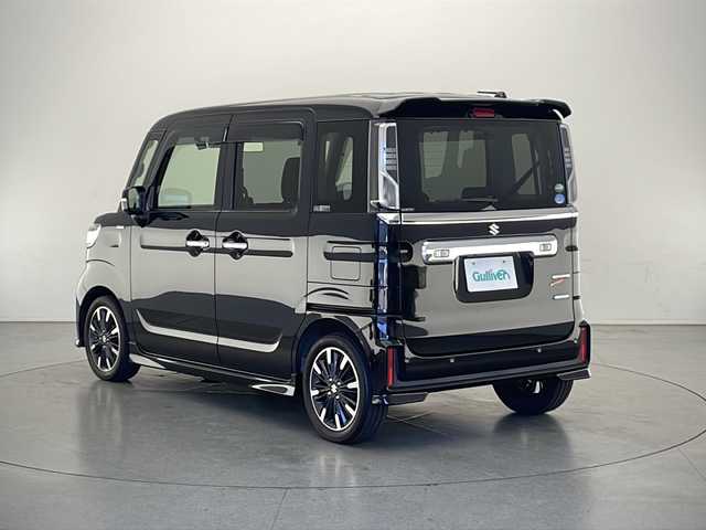 スズキ スペーシア カスタム HYBRID XS ターボ 長野県 2018(平30)年 4.4万km ブルーイッシュブラックパール3 全方位モニター用カメラパッケージ/・全方位モニター/・ヘッドアップディスプレイ/＝＝＝/セーフティサポート/・デュアルセンサーブレーキサポート/・車線逸脱警報/・誤発進抑制機能/・後方誤発進抑制機能/・先行車発進お知らせ機能/・後退時ブレーキサポート/・リアパーキングセンサー/・ハイビームアシスト/・ふらつき警報機能/純正8インチナビ（CN-RZ846）/・CD/DVD/・Bluetooth/・フルセグTV/ETC/ドライブレコーダー/両側パワースライドドア/ハーフレザーシート/運転席シートヒーター/パーソナルテーブル（後席左右）/リアサーキュレーター/革巻きステアリング/クルーズコントロール/ステアリングスイッチ/パドルシフト/LEDヘッドライト/フォグランプ/オートライト/スマートキー＆プッシュスタート/電動格納ミラー/純正15インチAW/W/サイド/カーテンエアバッグ