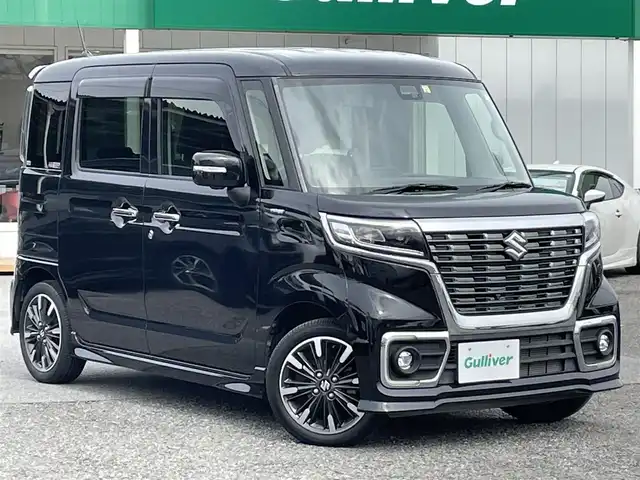 スズキ スペーシア カスタム HYBRID XS 千葉県 2020(令2)年 1.7万km ブルーイッシュブラックパール3 デュアルセンサーブレーキサポート/全方位カメラ/レーンキープアシスト/純正7インチSDナビ【CN-RZ753W】/・CD/DVD/MSV/Bluetooth/フルセグ/両後パワースライドドア/ハーフレザーシート/運転席シートヒーター/スマートキー/コーナーセンサー/純正LEDヘッドライト/フォグランプ/純正15インチアルミホイール/本革巻きステアリング